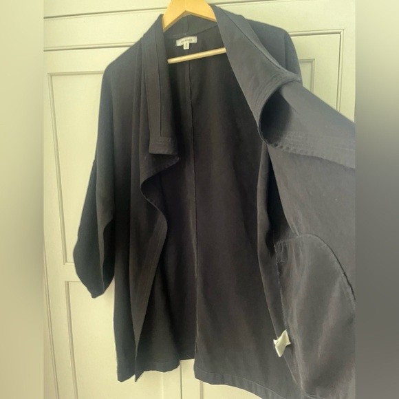 MAX STUDIO Draped Open Front Roll Sleeve Jacket Sz. 1X Black - Picture 5 of 12